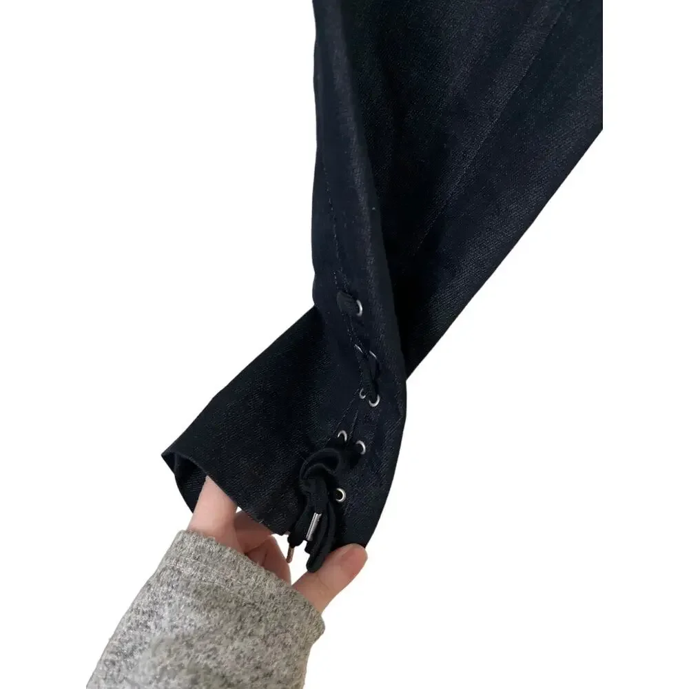Talbots Womens Dark Blue Lace Up Cuff Detail Career Pants Size 4